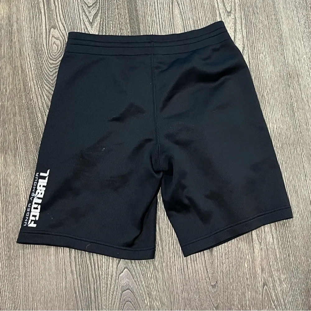 Under Armour Youth Boys Football Shorts Elastic Waistband Pull-On Black Large
